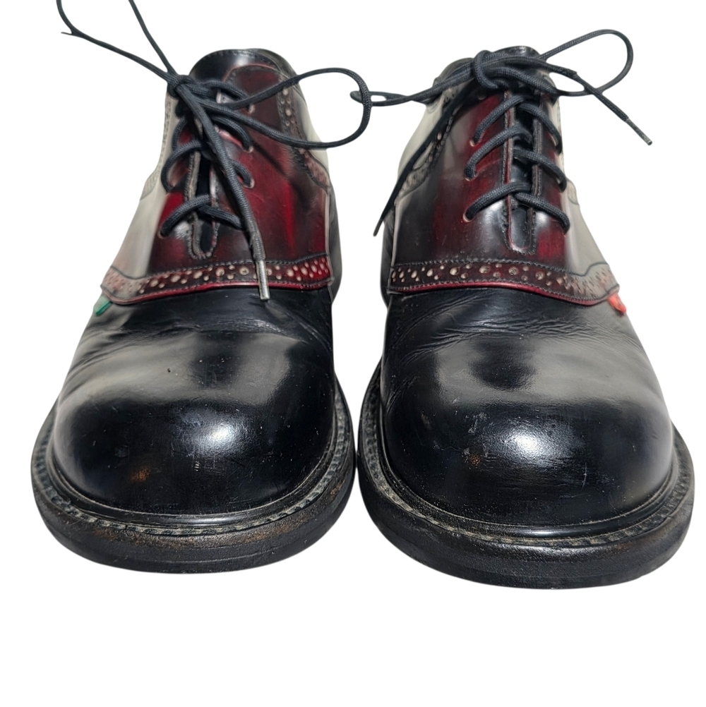 VINTAGE Y2K KICKERS LEATHER BROGUE OXFORD SHOES BLACK & OXBLOOD SZ 7.5 - Picture 5 of 10